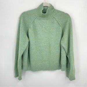 Collaboration Womens XS Serena Boxy Mock Neck Cashmere Sweater, green blue
